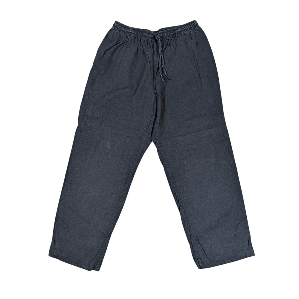 Only‎ Necessities Pants Women 16W Black Linen Blend Elastic Waist Casual Relaxed